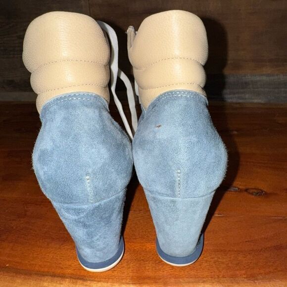 Mario Raspini blue and cream colored wedge sneakers. Size 39 (8.5-9) - Picture 5 of 11